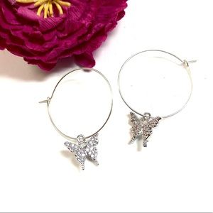 Butterfly Earrings, Hoops, Dragonfly, Flower, Boho